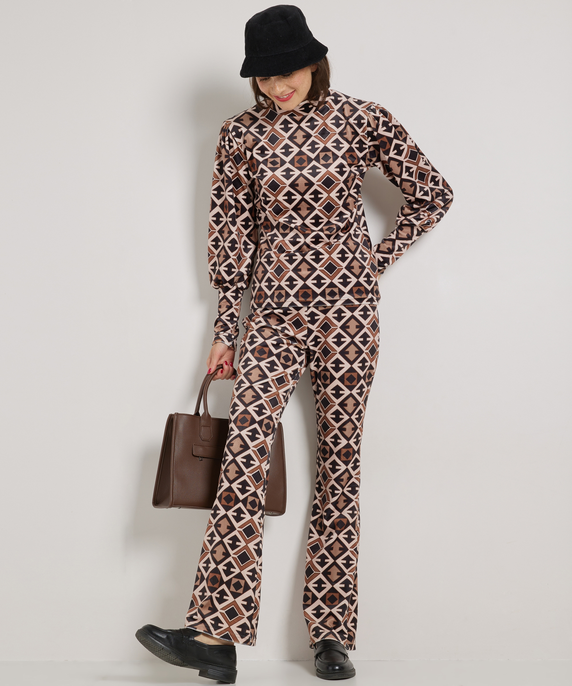 flared fit broek velvet dessin
