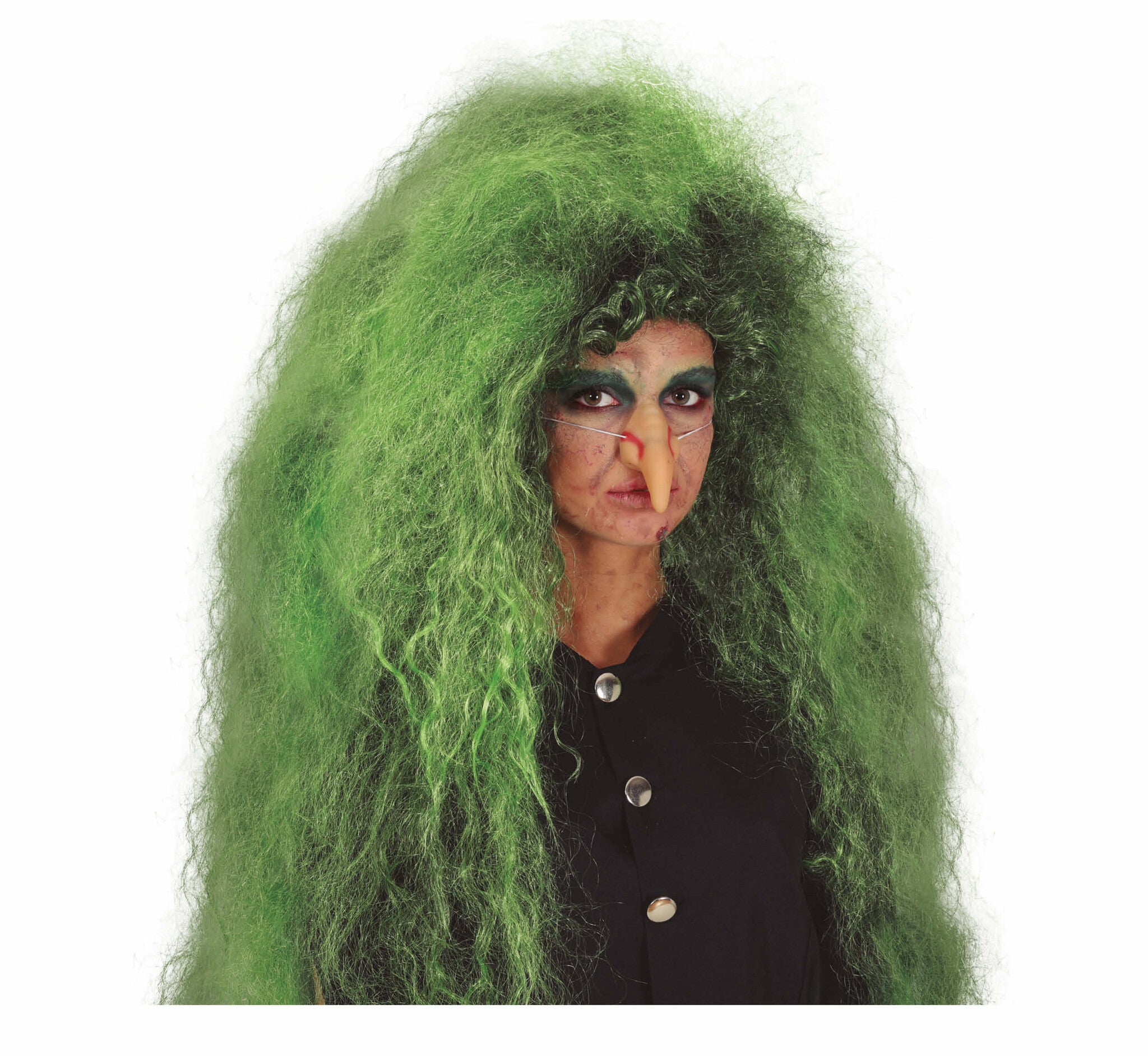 Zwart Groene Pruik Lang Haar
