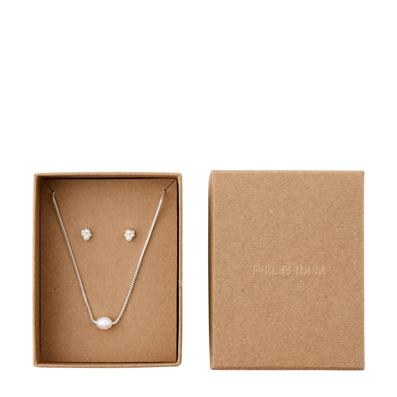PILGRIM silver plated sieradenset Alayah - oorbellen + ketting giftbox