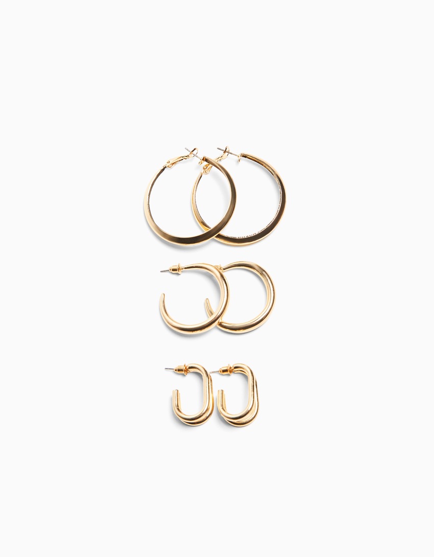 Conjunto com 3 pares de brincos de argola