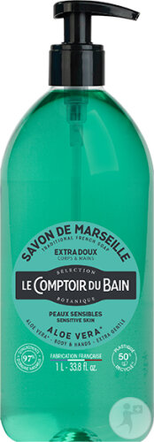 Le Comptoir Du Bain Savon Liquide De Marseille Aloe Vera Peaux Sensibles 1l
