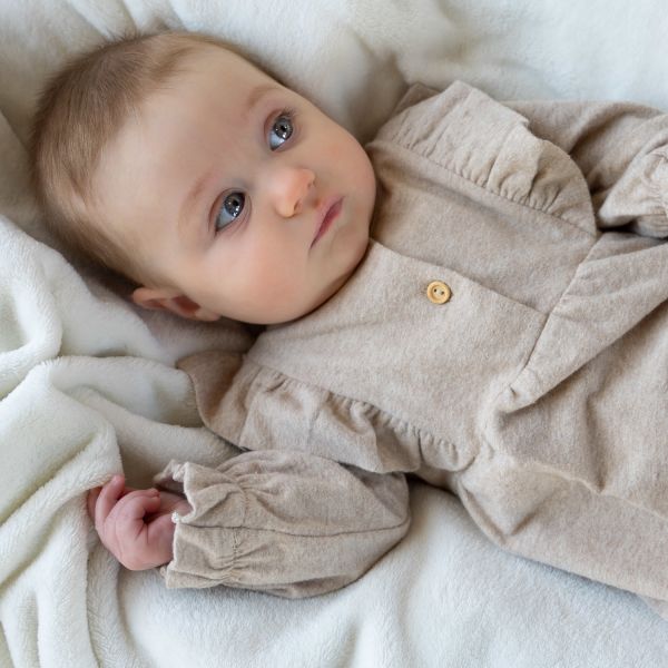 Klein Baby Ruffle Jurk - Mt. 50 - Beige Melange
