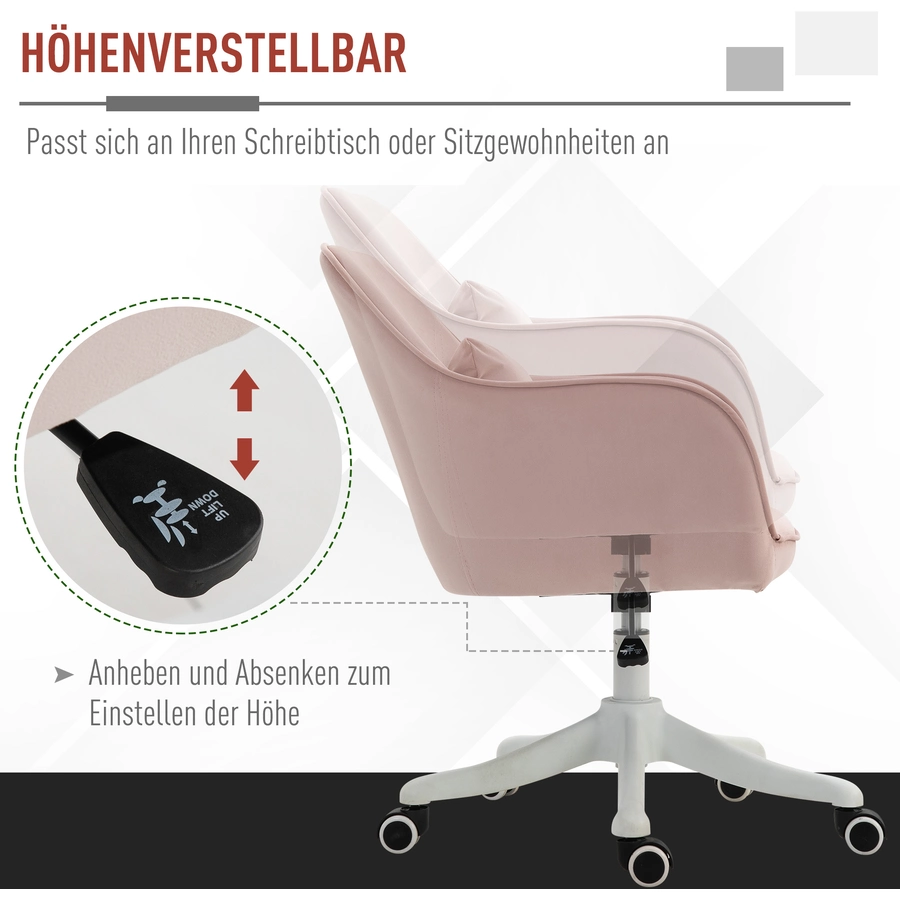 Vinsetto Drehstuhl inkl. Lendenkissen mit Vibrationsmassage rosa