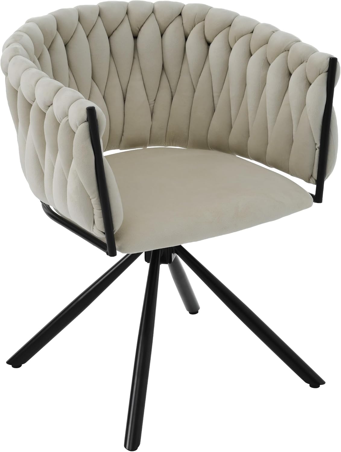 Merax Drehstuhl 6er Set, Moderne Esszimmerstuhl aus Samt, Armlehnstuhl Drehbar mit Metallbeinen, für Esszimmer, Wohnzimmer, Schlafzimmer, Beige