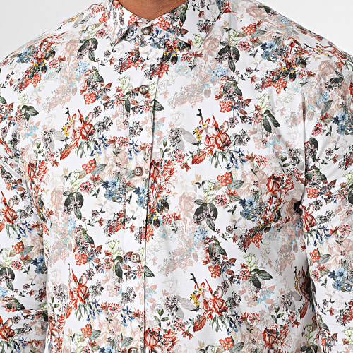 Chemise Manches Longues Blanc Floral