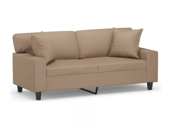 Canapé 2 places avec oreillers cappuccino 140 cm similicuir