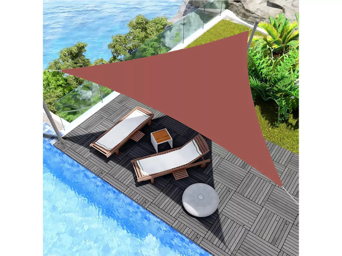 Voile d'ombrage Palma 500x500x500 Polyester Imperméable Acier Rouge