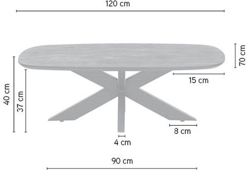 Salontafel Ashblond Akagi B120 x D70 x H40 cm