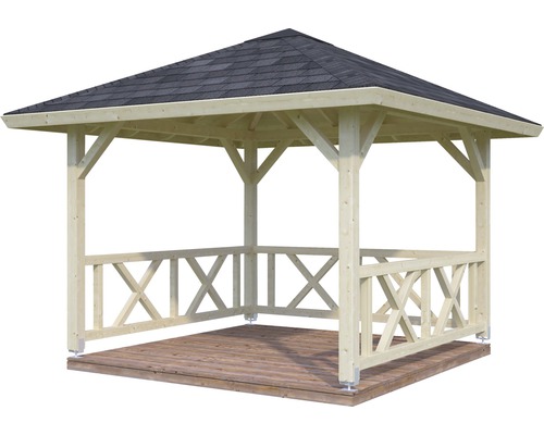 Palmako Betty paviljoen met leuning, 9,0 m², 300 x 300 cm, natuurlijk