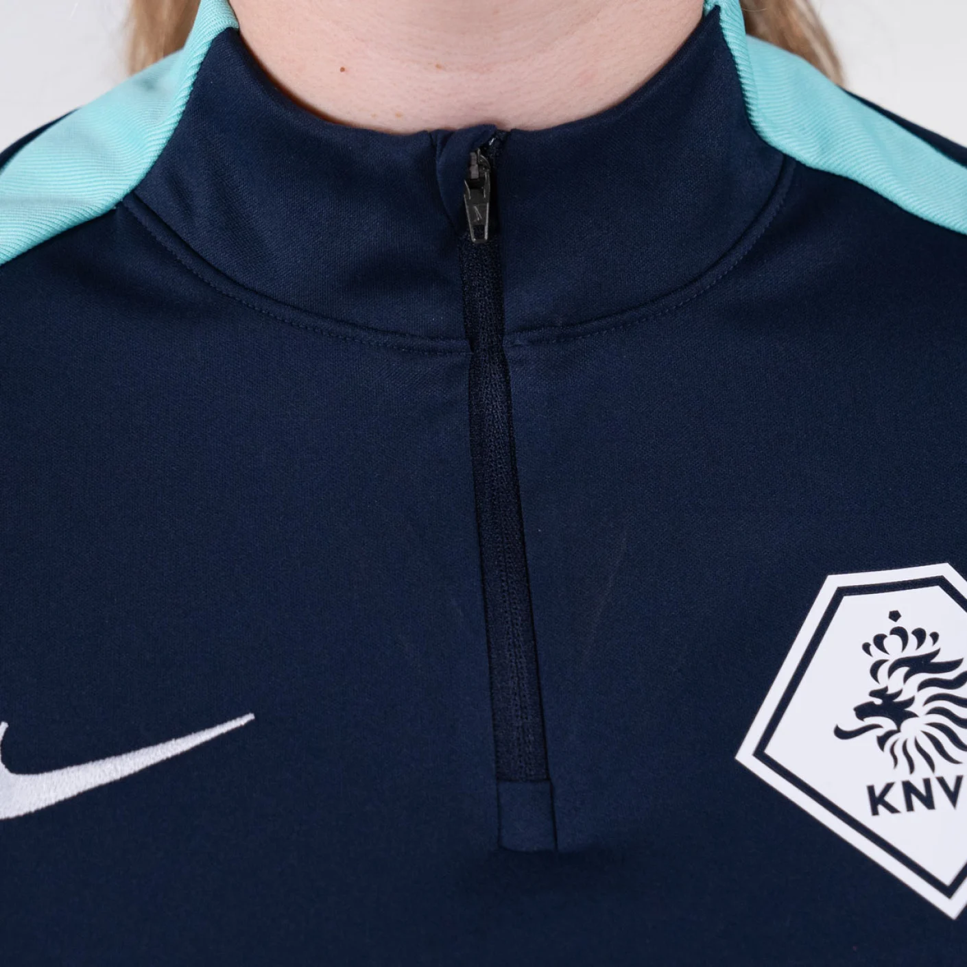 Nike KNVB Trainingspak 1/4-Zip 2024-2026 Dames Donkerblauw Turquoise Zwart