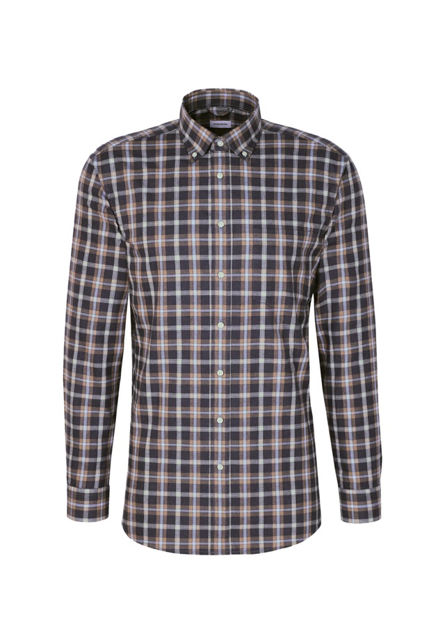 seidensticker Flanellhemd »Regular«, Regular Langarm Button-Down-Kragen Karo