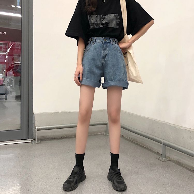 Happy Bird - Denim shorts met hoge taille