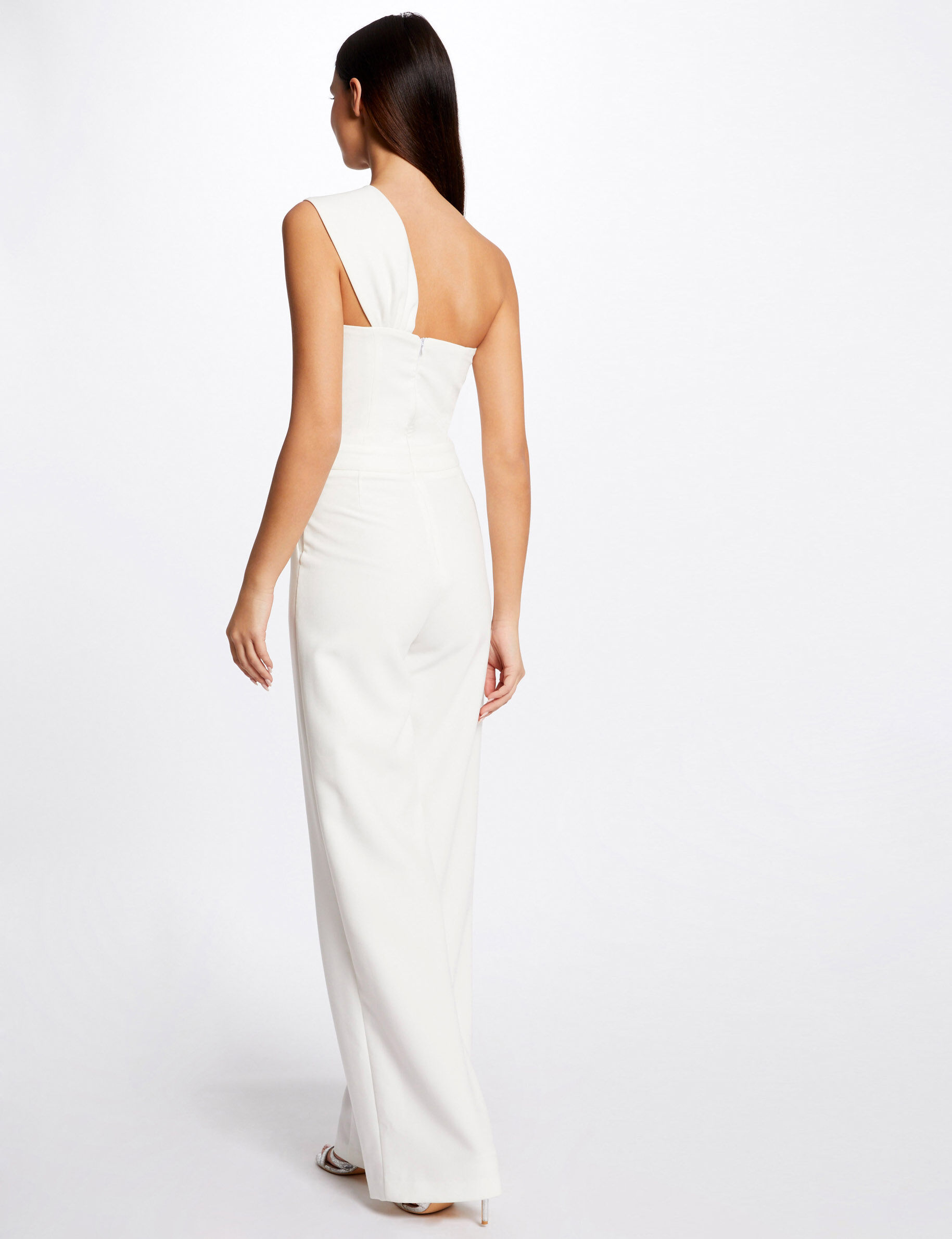 Combinaison jambe large asymétrique ecru femme - ecru