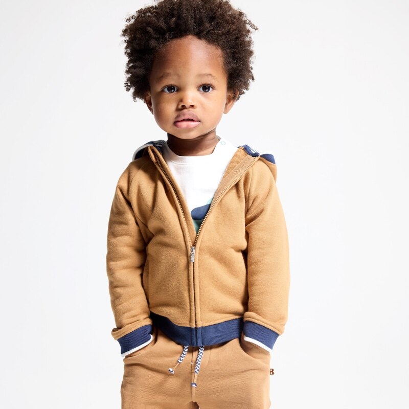 Sweat zippé molleton à capuche marron bébé garçon Marron