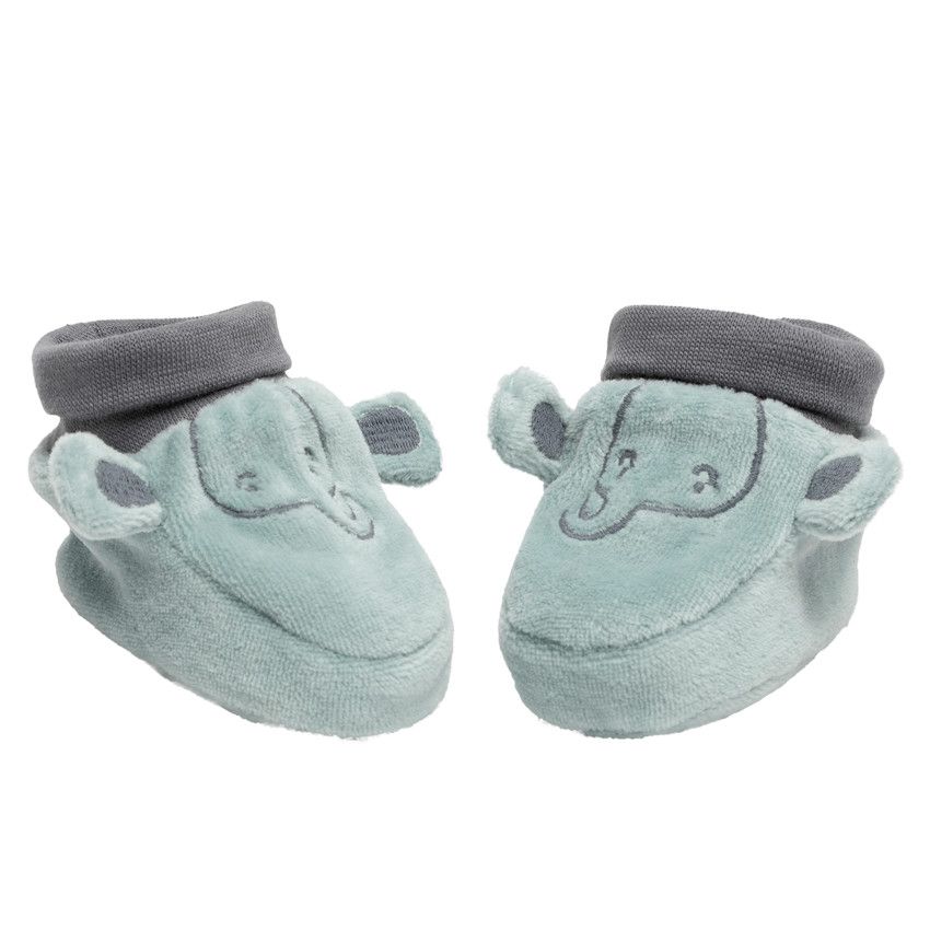 Chaussons en velours motif éléphant - Bleu moyen