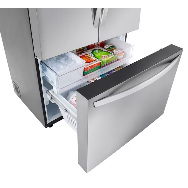 Refrigerador LG Counter-Depth MAX de 26,5 pés cúbicos com portas francesas e máquina de gelo (aço inoxidável) ENERGY STAR