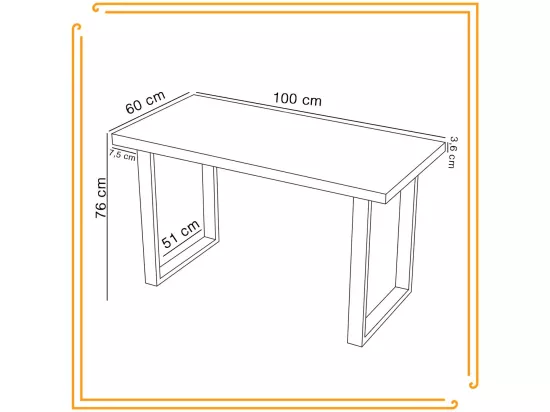 Table de cuisine pour salle à manger Loft couleurs béton rouillé pieds noirs