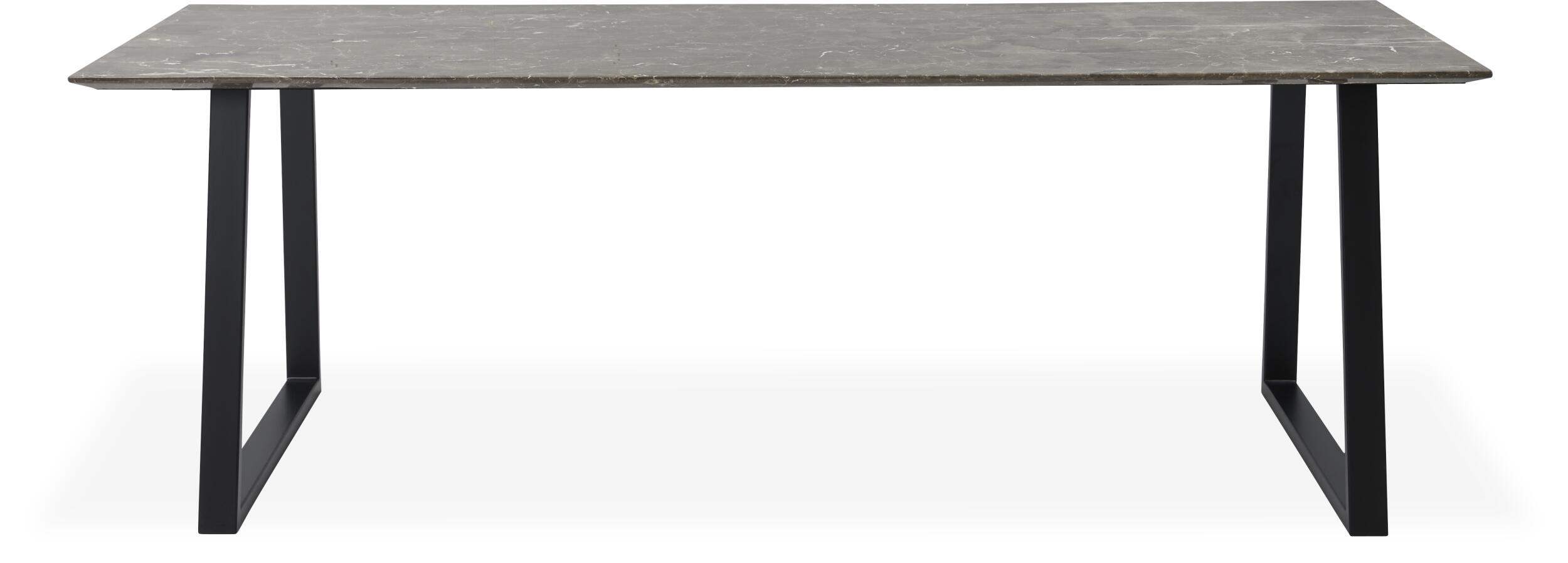 Amy Spisebord 220 x 94 x 74 cm, plade i brun marmor   trapezben i sort metal