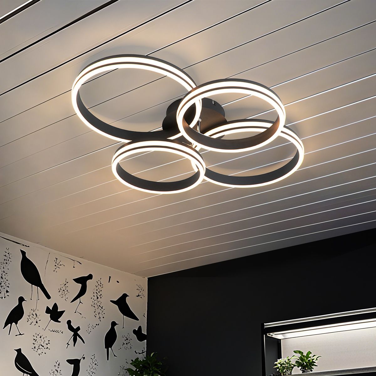 Plafondlamp zwart incl. LED 3-staps dimbaar 4-lichts - Navara