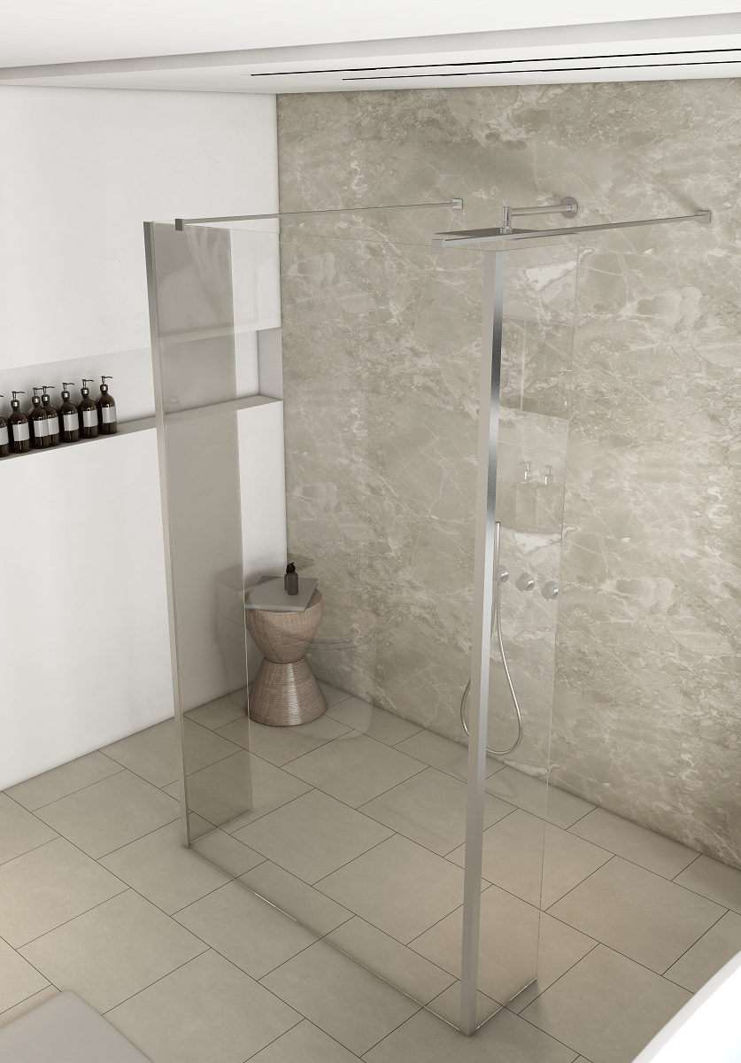 Saniclear Redro vrijstaande douchewand 100cm met zijwanden van 30cm chroom