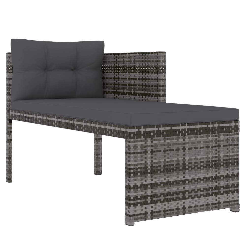 Mobilier à dîner de jardin 4 pièces et coussins gris résine tressée