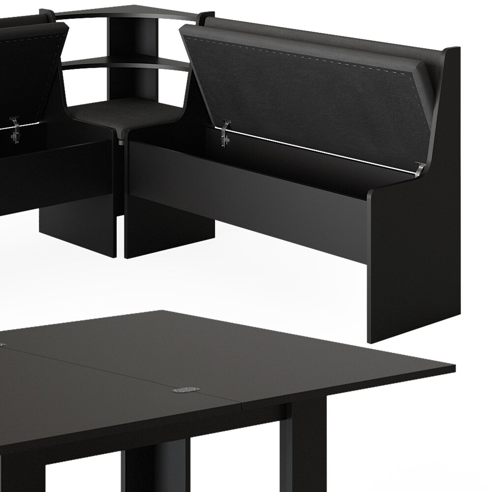 Vicco Eckbankgruppe Küchensitzgruppe Esszimmergruppe Roman Schwarz modern 180x150 cm Sitzbank Sitzecke Küchentisch Tischhocker Küchenmöbel Polstermöbel Esszimmermöbel