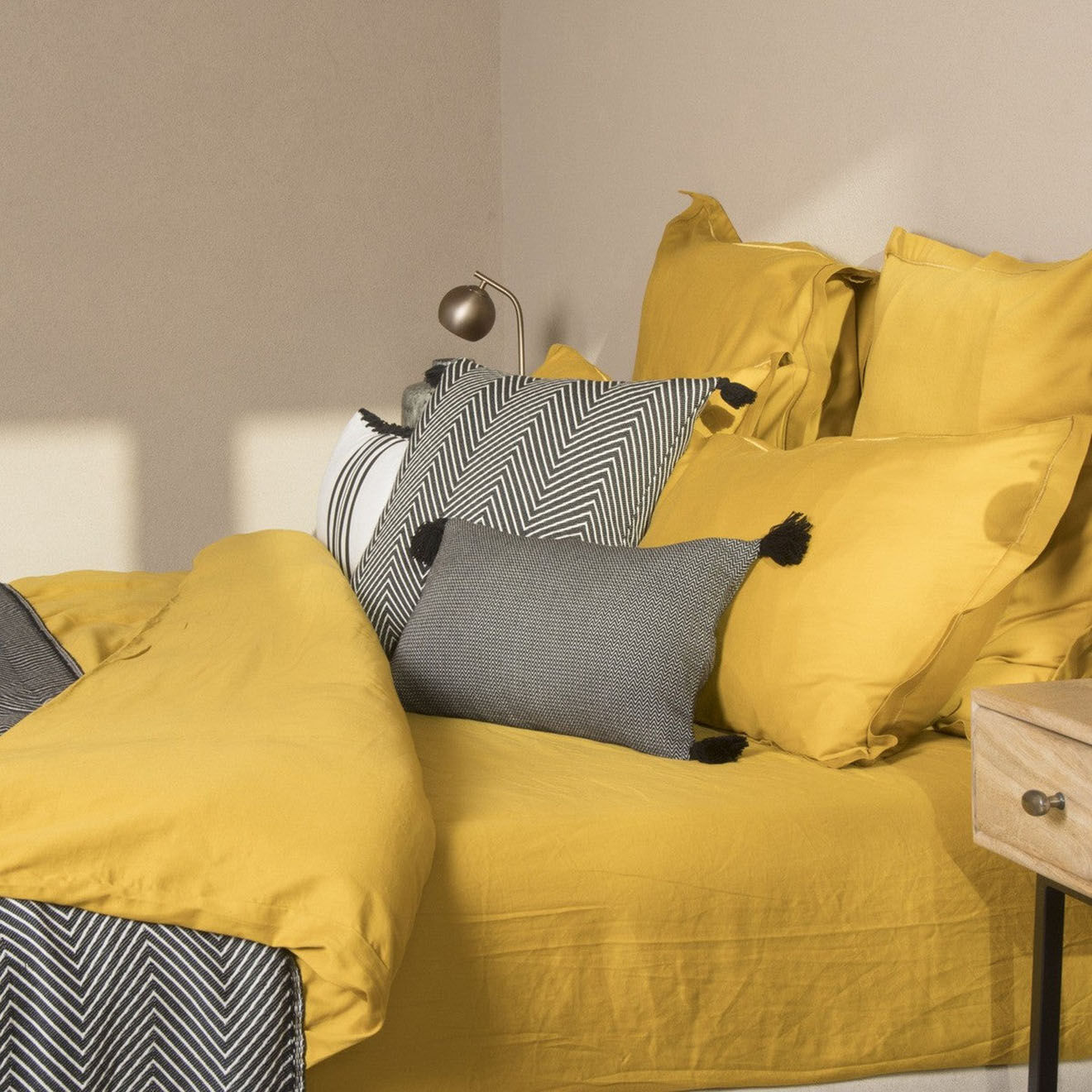 Febronie Housse de couette en Satin de Coton Julia jaune