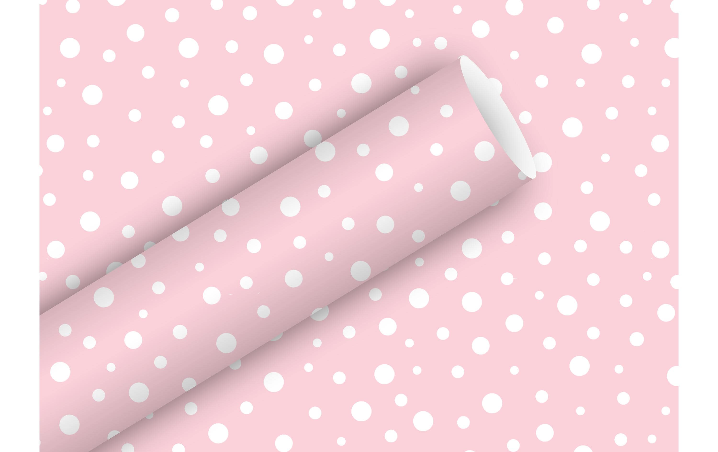 Geschenkpapier Polka Dots 2 m x 70 cm, Rosa/WeissPapierrolle zum Einpacken von Geschenken