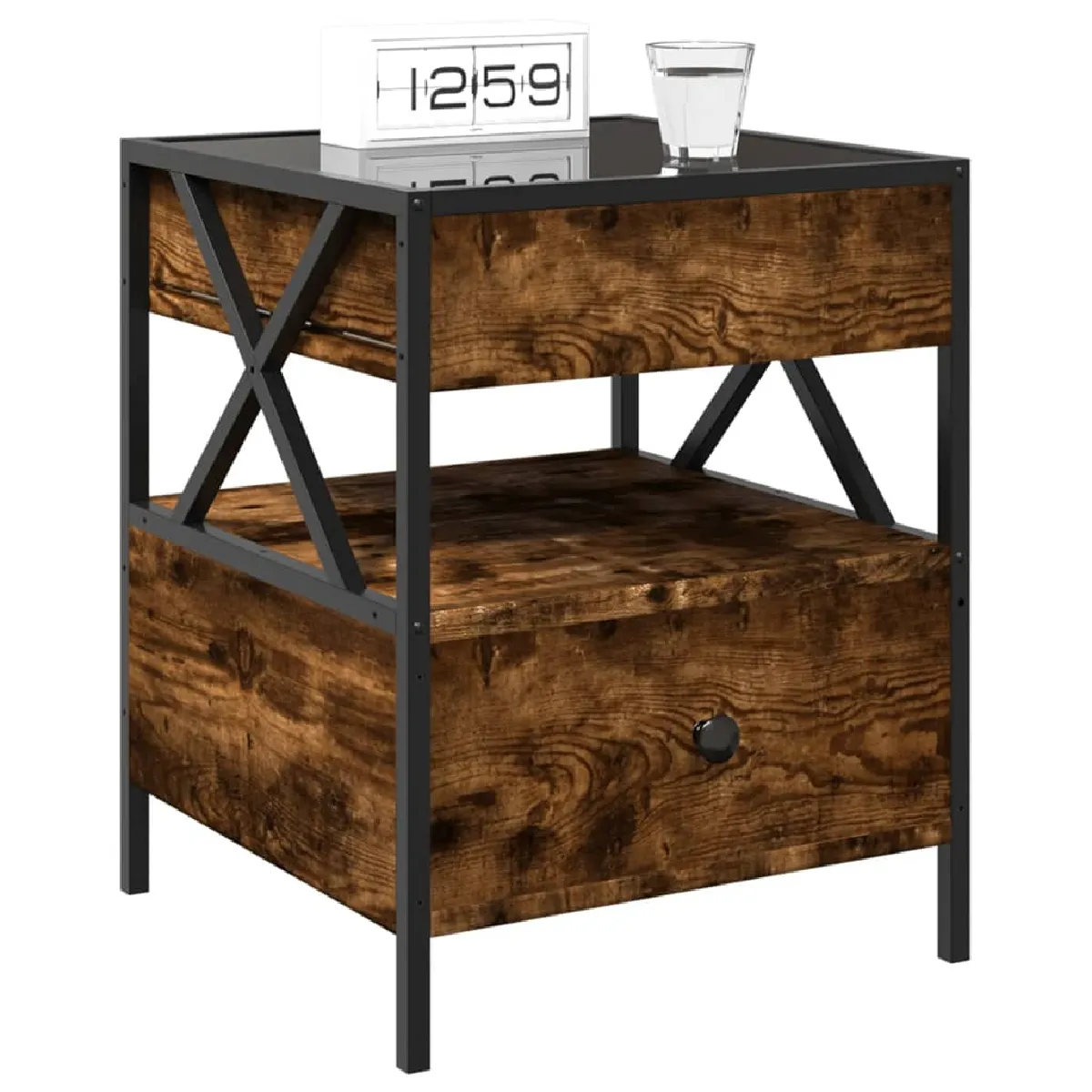 vidaXL Table de chevet - Chêne fumé