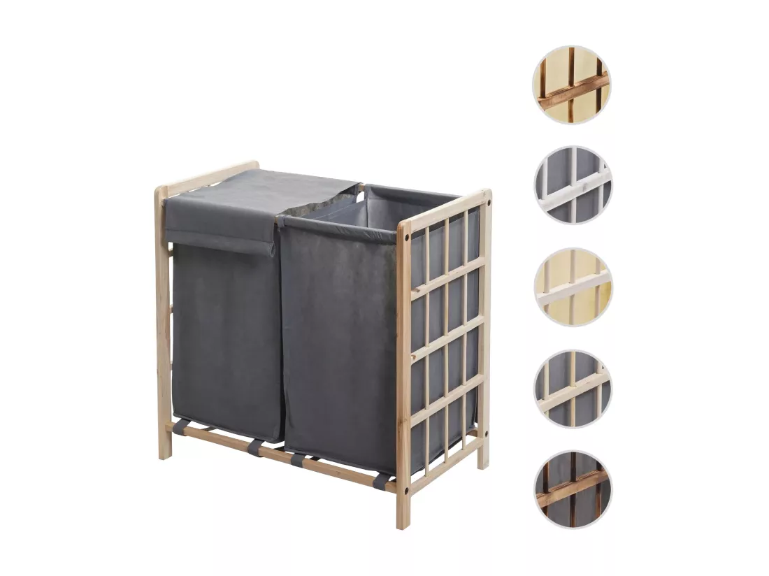 Collecteur de linge MCW-B60, brun clair, couvercle gris