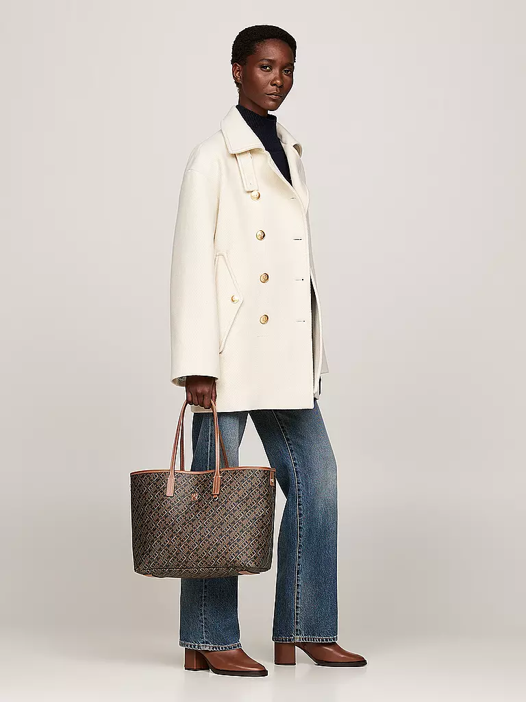 TOMMY HILFIGER Ledertasche - Shopper TH MONOPLAY LEATHER TOTE braun