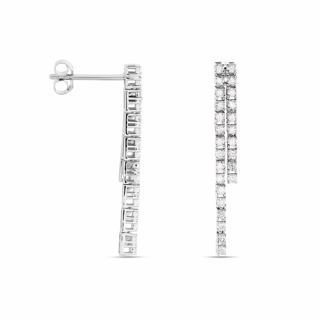Boucles D'oreilles Pendantes River Or Blanc Diamant