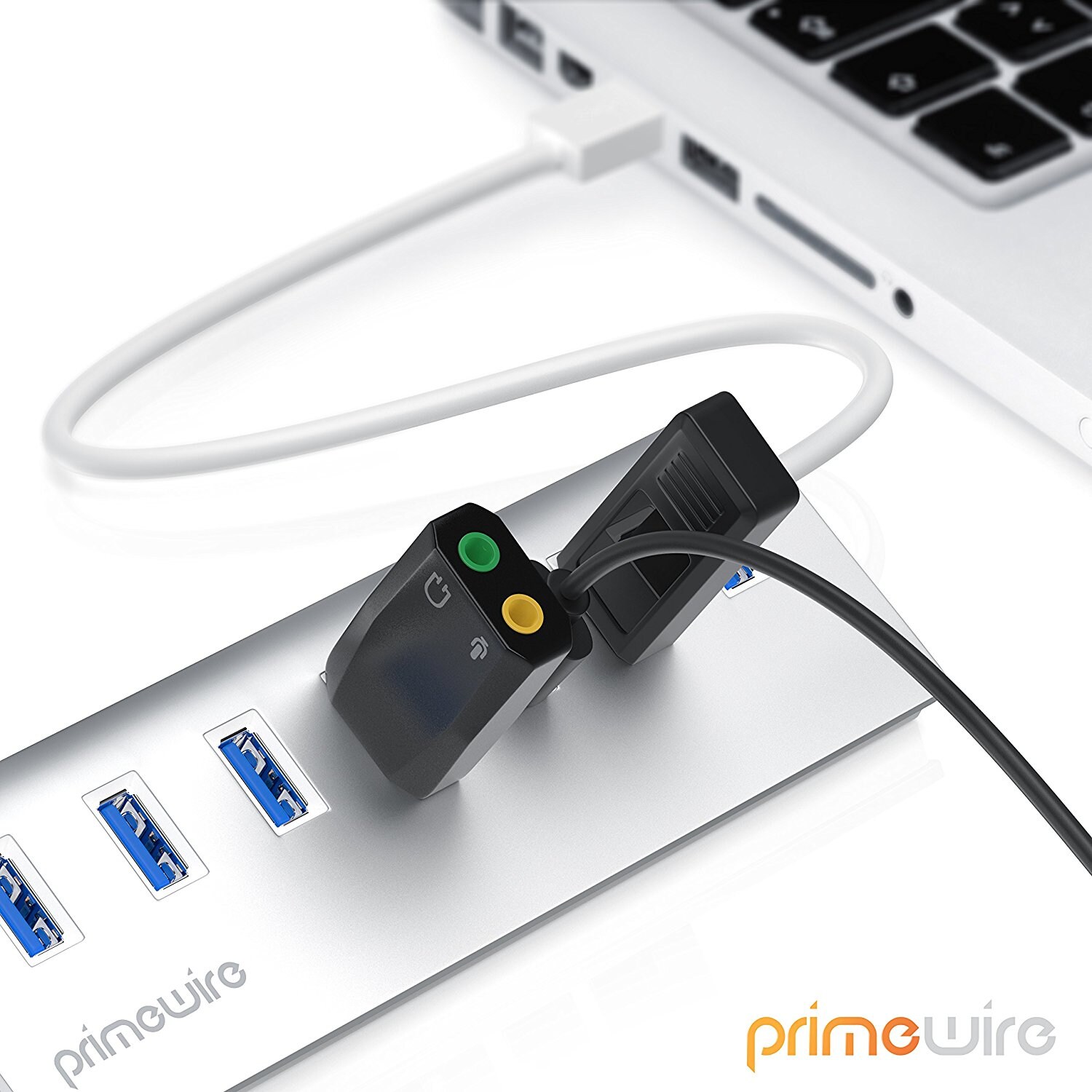 Primewire 7-Port USB 3.0 Hub inkl. 1m USB Verlängerungskabel Alu Gehäuse / inkl. Netzteil