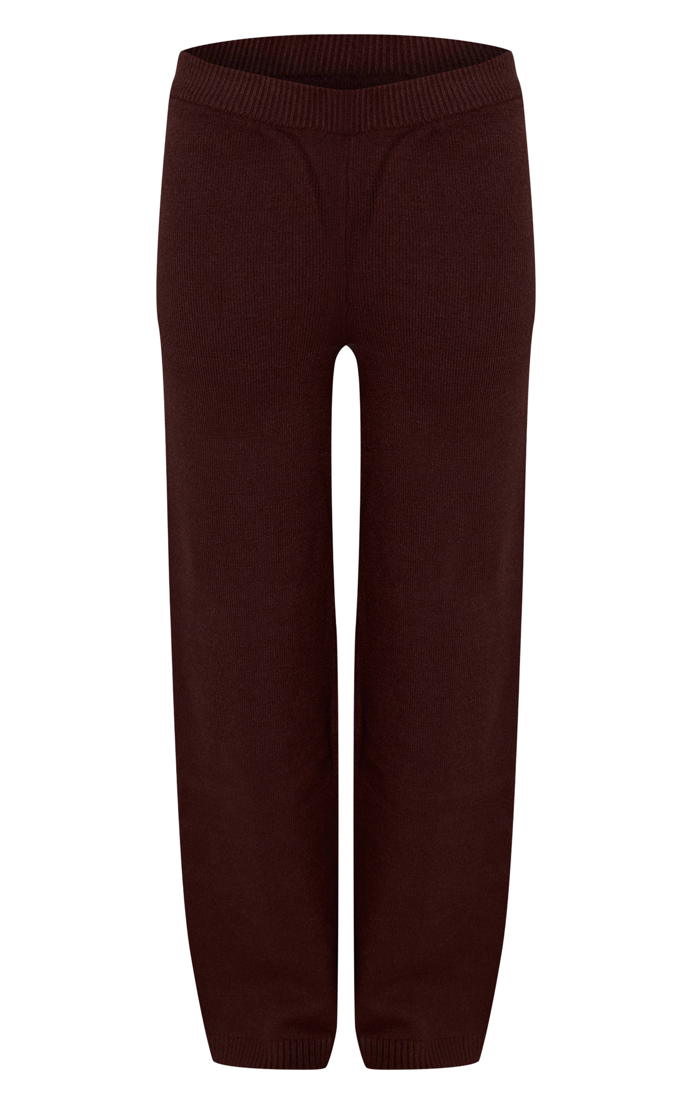 Chocolat Pantalon Large En Maille