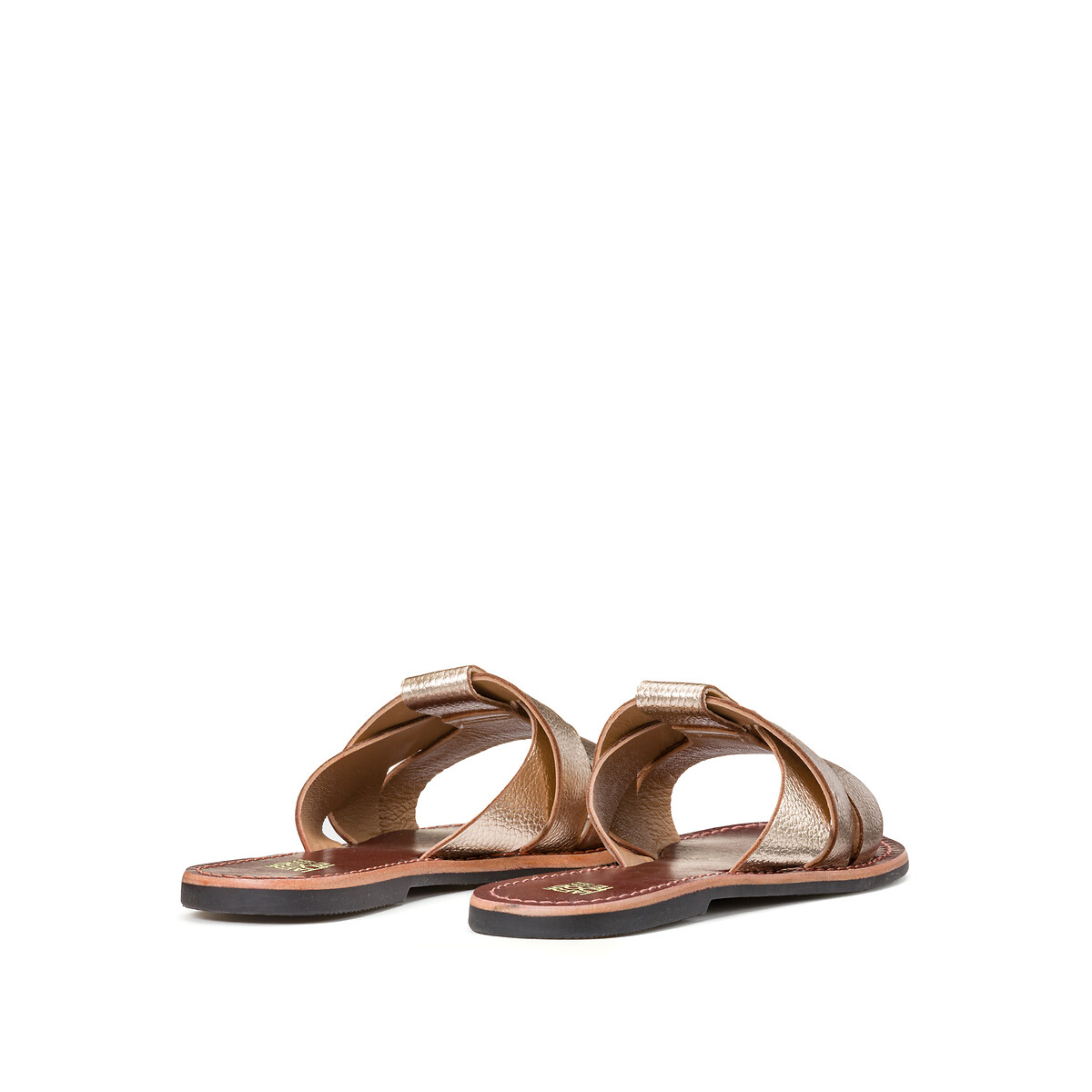 COLEÇÕES LA REDOUTE<br>Mules em couro metalizado
