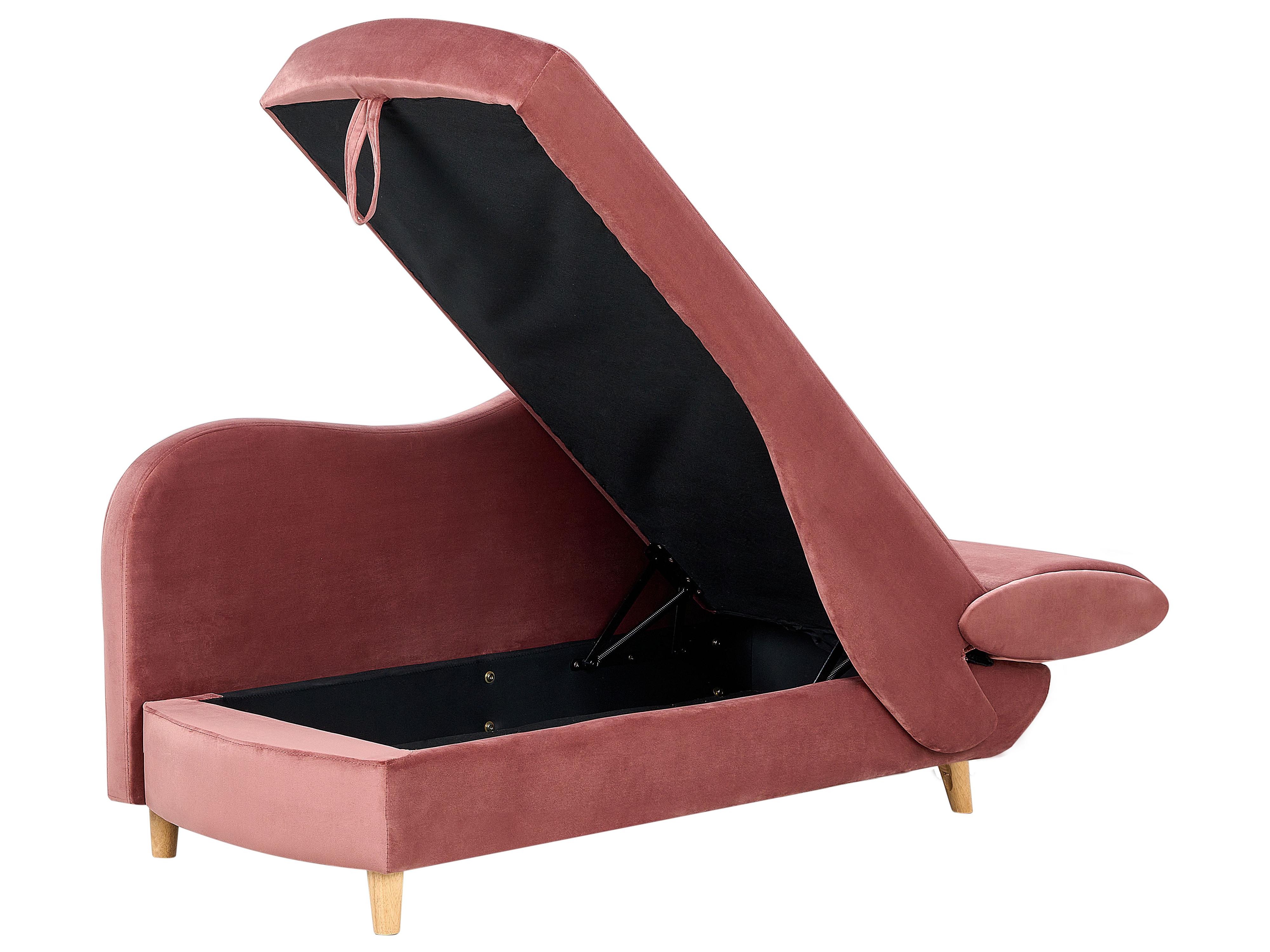 Rechtszijdige chaise longue MERI Fluweel Roze met opbergruimte