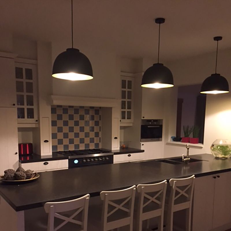 Hanglamp zwart met messing binnenkant 40 cm - Hoodi
