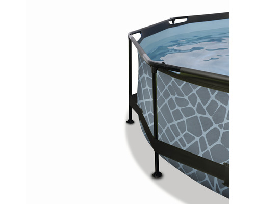 EXIT StonePool ronde opzetzwembadset Ø 360x76 cm incl. patroonfiltersysteem & afdekking, steenlook