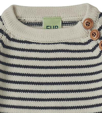 FUB Bluse - Uld - Sweater - Ecru/Dark Navy