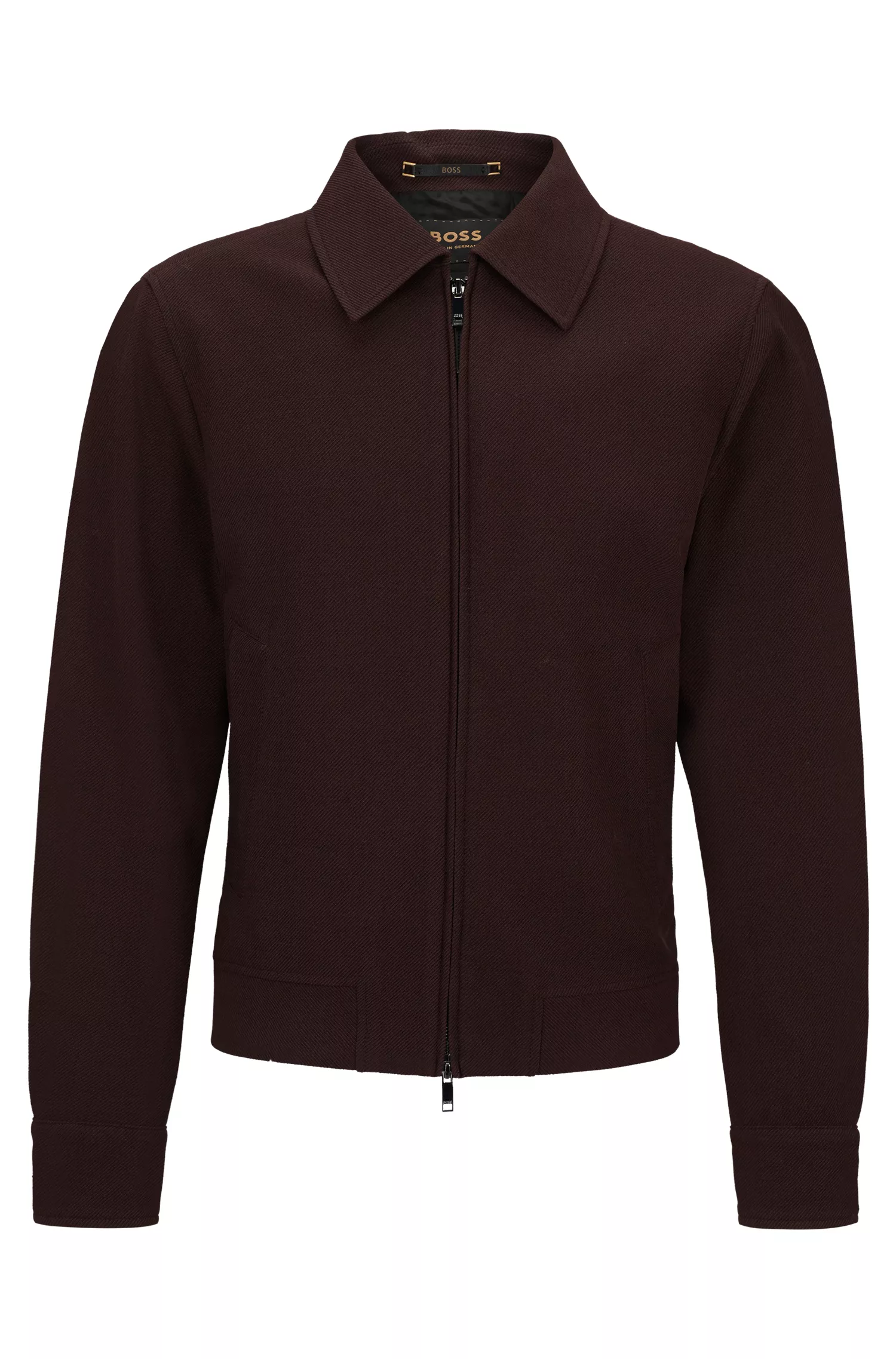Jaqueta BOSS Camel Slim-fit em mistura de lã com microestampa