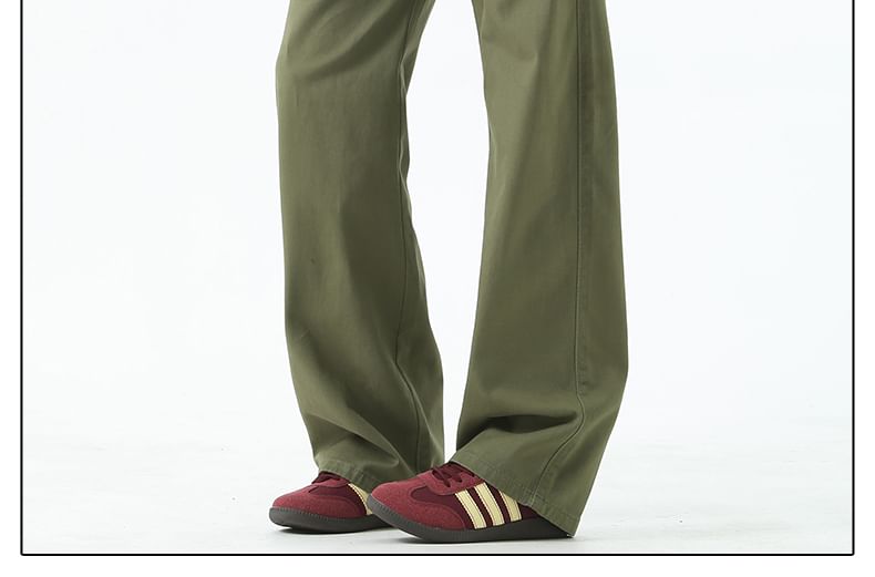 AXEN - Mid Rise Plain Straight Leg Broek