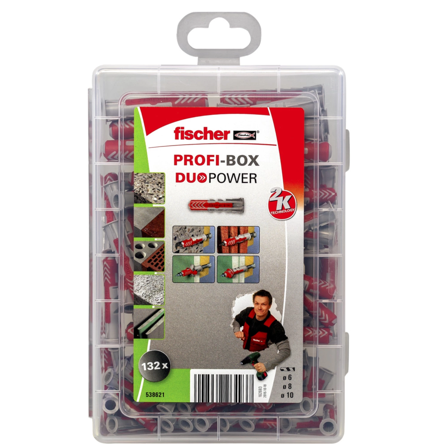 Fischer 538621 160-delige Profibox DuoPower Ø6, Ø8 en Ø10 pluggenset