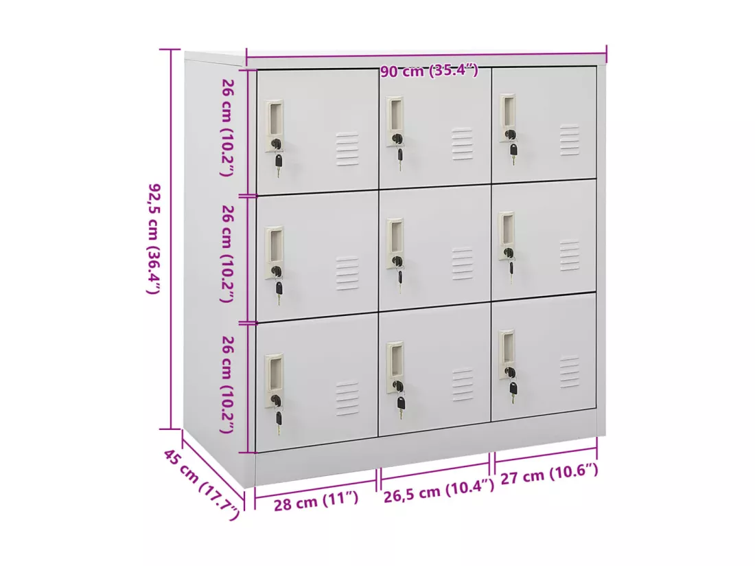 Armoire à casiers Gris clair 90x45x92,5 cm Acier