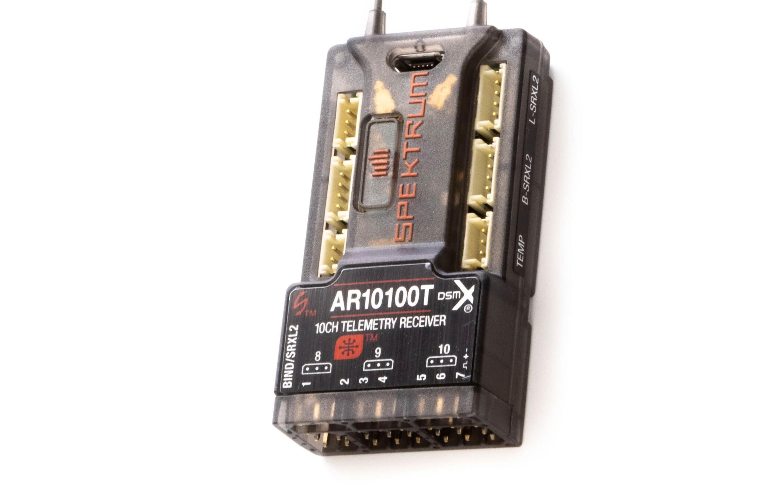 Empfänger AR10100T, 2.4 GHz DSMX, 10-Kanal, Telemetrie<br>10-Kanal Spektrum DSMX Telemetrieempfänger für Flugmodelle