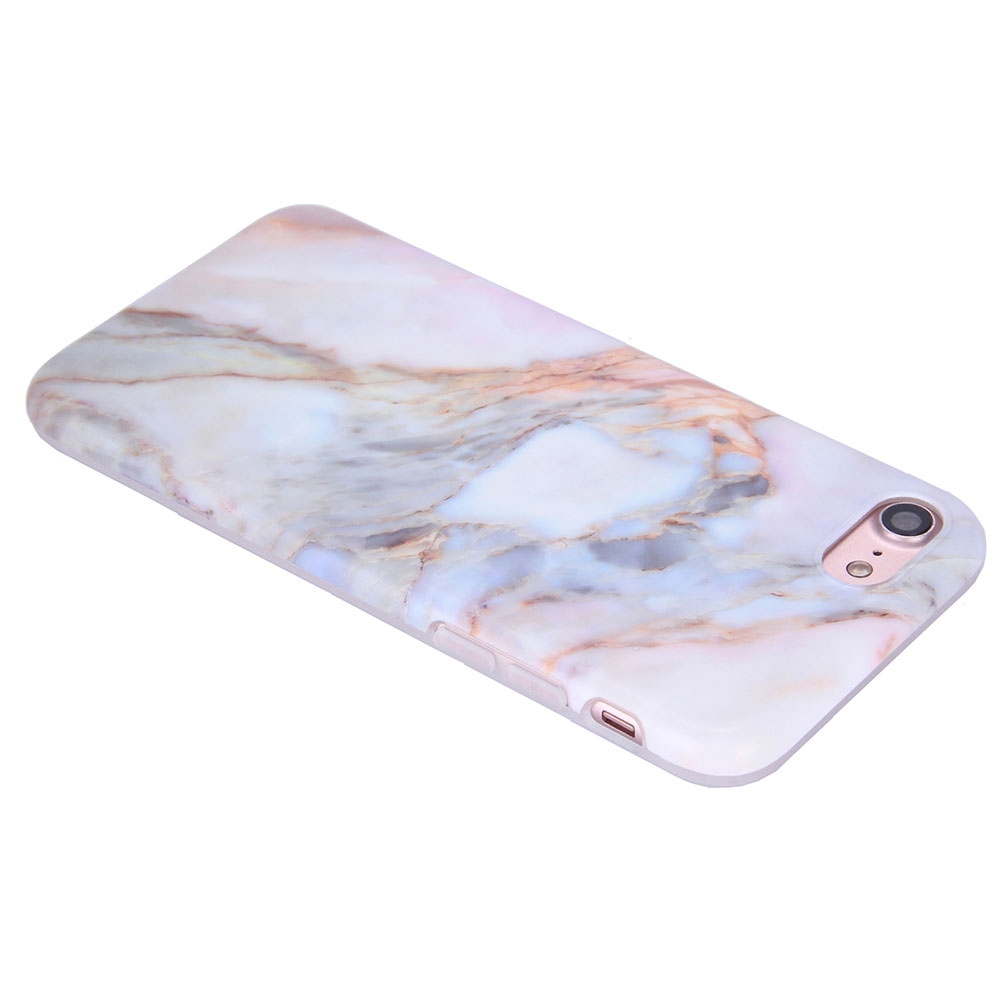 iPhone SE (2022/2020) / 8 / 7 Gummi Case Hülle Marble Marmor Design - Weiss / Rosa