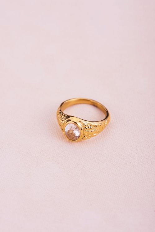 Vintage zegelring transparante steen