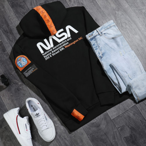 Sweat Capuche Space Exploration Avec Patchs Et Broderie 287 Noir