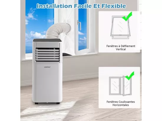 Climatiseur Mobile R290 4 en 1 - 9000 BTU 20 m² 2,6 kW [Classe Energétique A] avec Télécommande （Blanc)