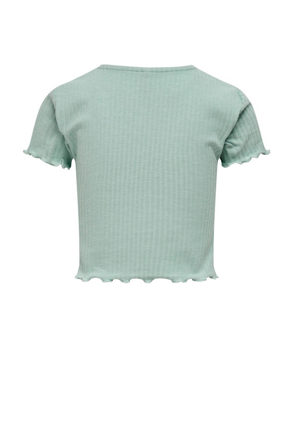 ONLY T-shirt KONNELLA met ruches mintgroen