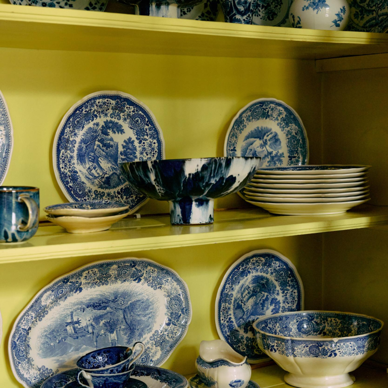 HKliving Ceramic schaal op voet, Indigo